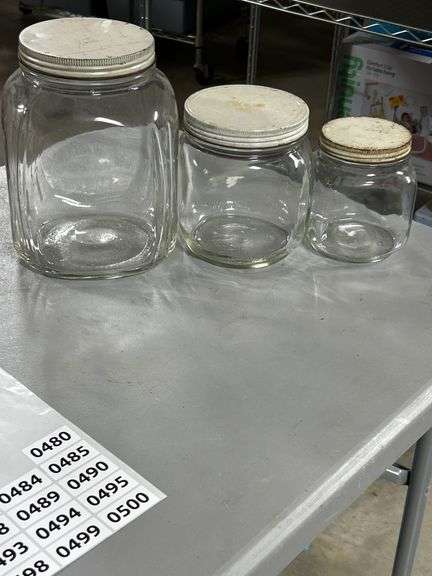 Super set of Duraglass old canister jar set !