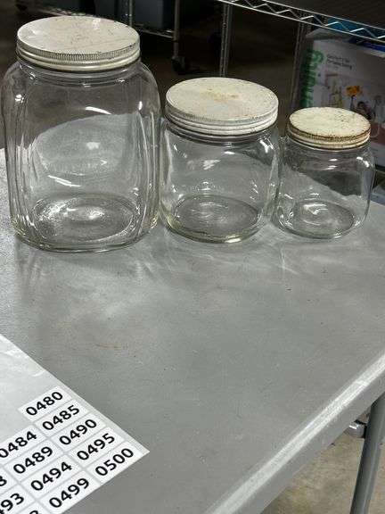 Super set of Duraglass old canister jar set !