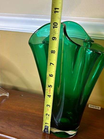 Forest green glass vase
