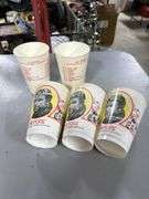 3 Burger King The Fonz cups & 2 1975 AL and AU McDonalds football schedule cups