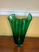 Forest green glass vase