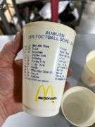 3 Burger King The Fonz cups & 2 1975 AL and AU McDonalds football schedule cups