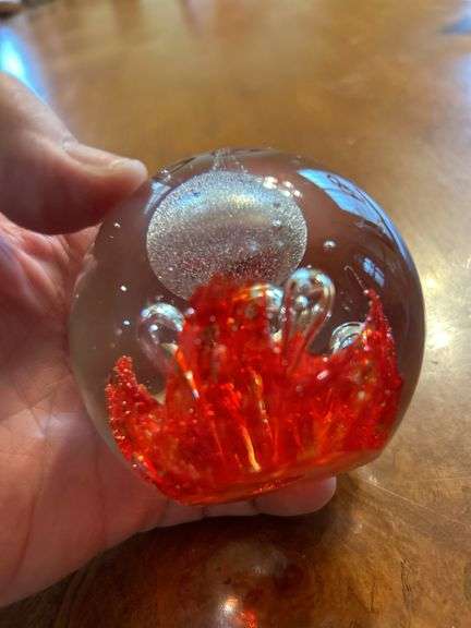 Blown art glass paperweight