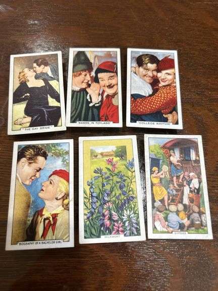 6 old cigarette tobacco trading cards