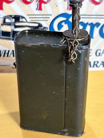 Old Military lubricant can -with contents