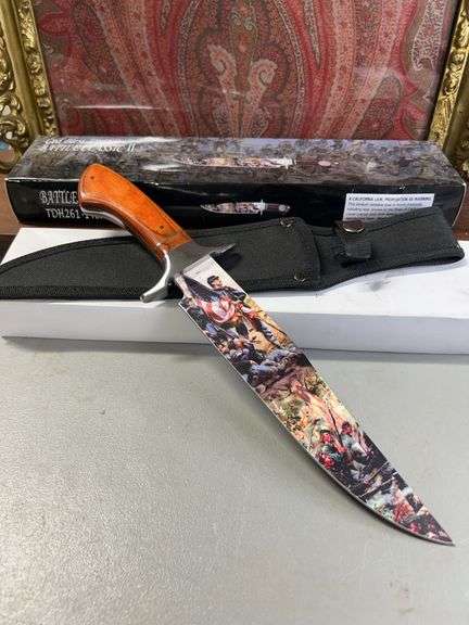 God bless America battle, classic collectors knife, 14 inch fix blade with Parkwood handle stainless