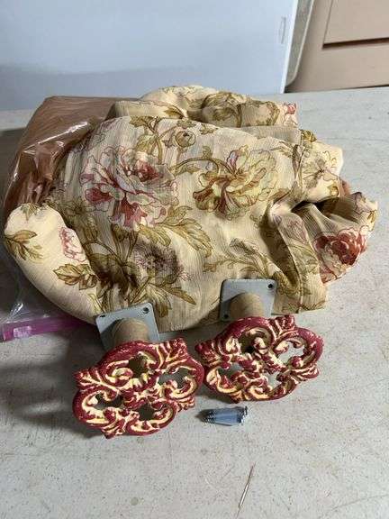 Very elegant window scarfs 18’ each with wall mount Scarf holder -covers one window