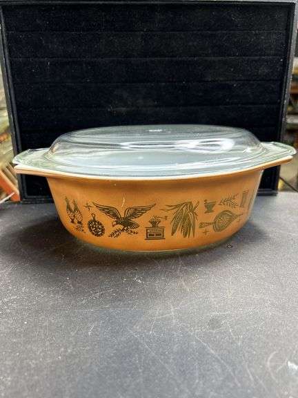 Vintage Early American Oval Casserole Dish with Lid