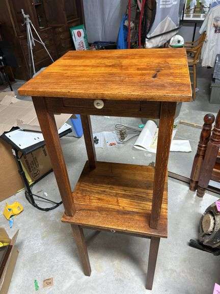 PAIR of Old one drawer OAK stands