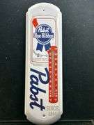 Nice metal Pabst Blue Ribbon working Thermometer
