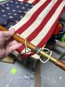 Rare Find! Large old 48 Star US Flag on an early 2 piece wood flag pole - Early set !