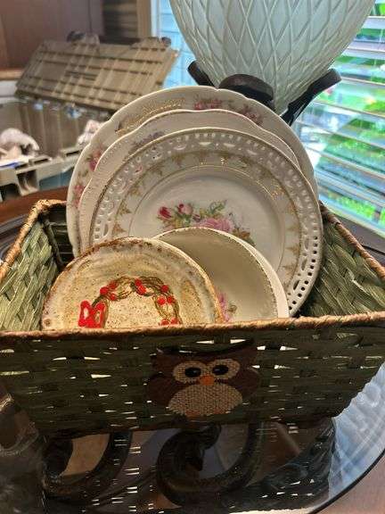 Owl basket and misc plates