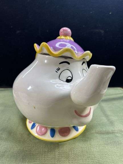 Look it up ! Vintage Disney Beauty and the Beast Mrs Potts Teapot Ceramic Treasure Craft USA