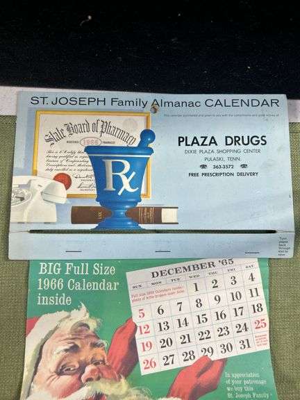 PULASKI TN  Dixie Plaza Drugs Big Full size calendar