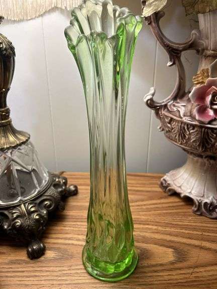 Green glass vase