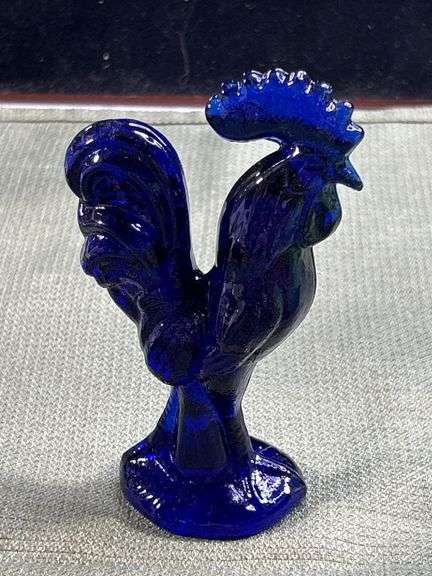 Cobalt glass Rooster