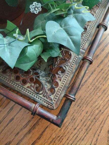 Metal tray w/ candles