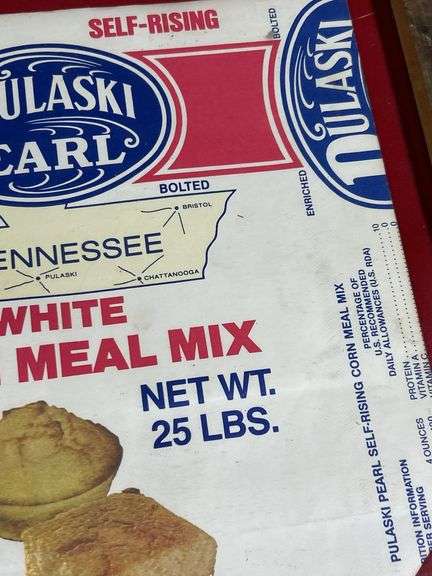 Awesome! Framed Pulaski Pearl 25lb corn meal Richland Mills bag from Pulaski TN