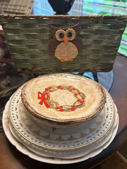 Owl basket and misc plates