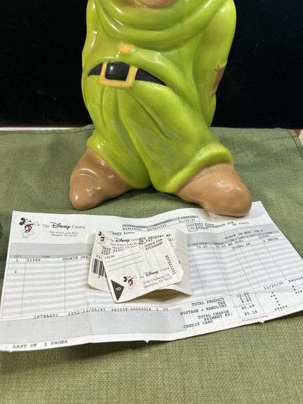 Look this one up ! Large Treasure Craft Disney "Dopey" Cookie Jar - Walt Snow White Vintage Retired 