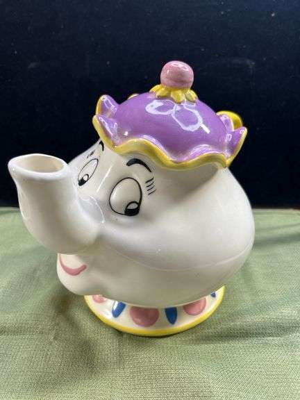 Look it up ! Vintage Disney Beauty and the Beast Mrs Potts Teapot Ceramic Treasure Craft USA