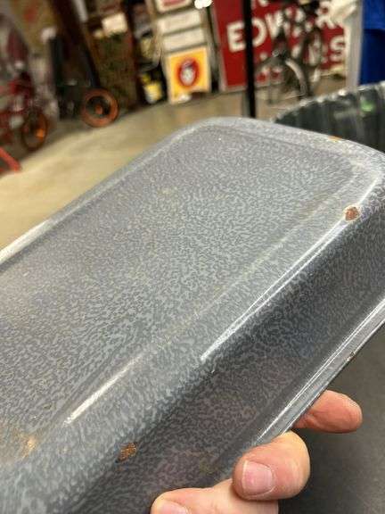 Old grey Porcelain Enamel baking pan