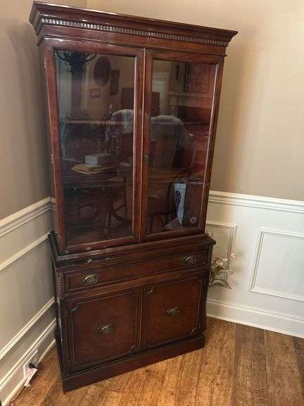Gorgeous Double door China cabinet with drawer and double door bottom - clean nice piece
