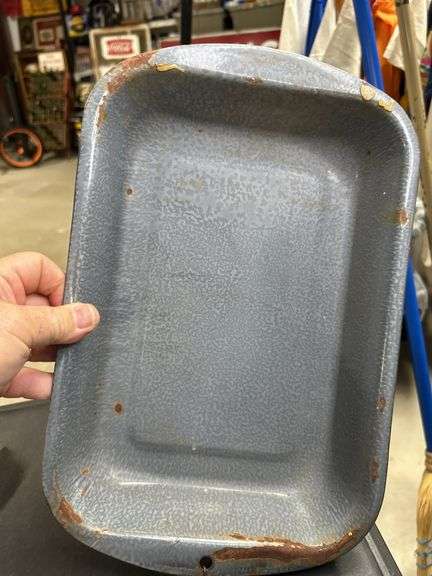 Old grey Porcelain Enamel baking pan