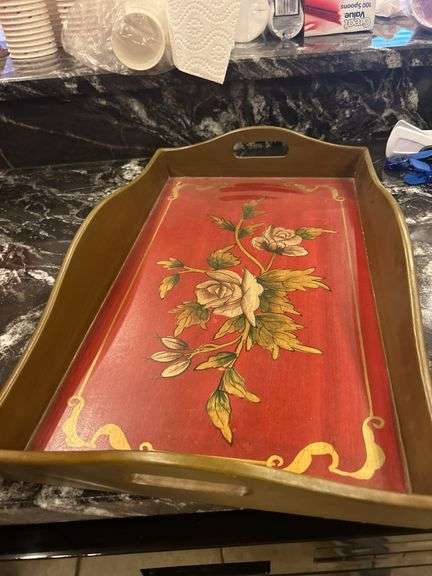 Wood serving tray