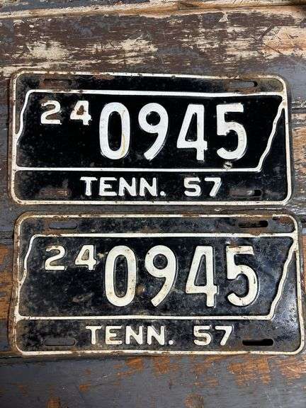Matching set of 1957 Giles County Tennessee automobile plates