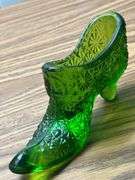 Pinwheel Green glass slipper