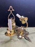 Lot of 2 heavy brass working wall lights