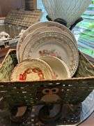 Owl basket and misc plates