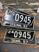 Matching set of 1957 Giles County Tennessee automobile plates