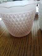 Frosted diamond point ice bucket and hobnail vase