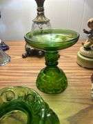 L. E. Smith Moon & Stars Green 3 Piece Fairy Lamp