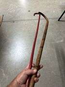 Lot of 2 old wood canes -plastic oar-glasses