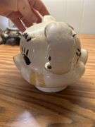 vintage American Bisque "Turnabout" or "Double Face" Teddy Bear cookie jar, likely from the 1940s