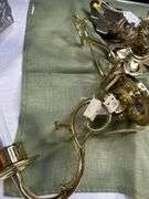 Lot of 2 heavy brass working wall lights
