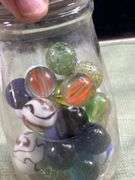 Nice old jar with big Thumper marbles