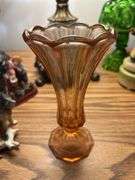 Vintage Fostoria Virginia Pink Peach Glass Vase 7"