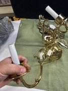Lot of 2 heavy brass working wall lights