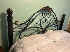 Absolutely gorgeous Kingsize  iron and wood with Night stand (comforter sold separately)
