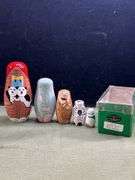 Vintage Noahs Ark Wood Nesting Animals -Dolls - Hand Painted Set of 5