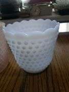 Frosted diamond point ice bucket and hobnail vase