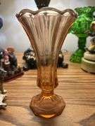 Vintage Fostoria Virginia Pink Peach Glass Vase 7"