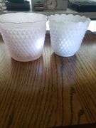 Frosted diamond point ice bucket and hobnail vase