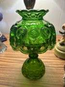 L. E. Smith Moon & Stars Green 3 Piece Fairy Lamp