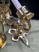 Lot of 2 heavy brass working wall lights