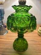 L. E. Smith Moon & Stars Green 3 Piece Fairy Lamp
